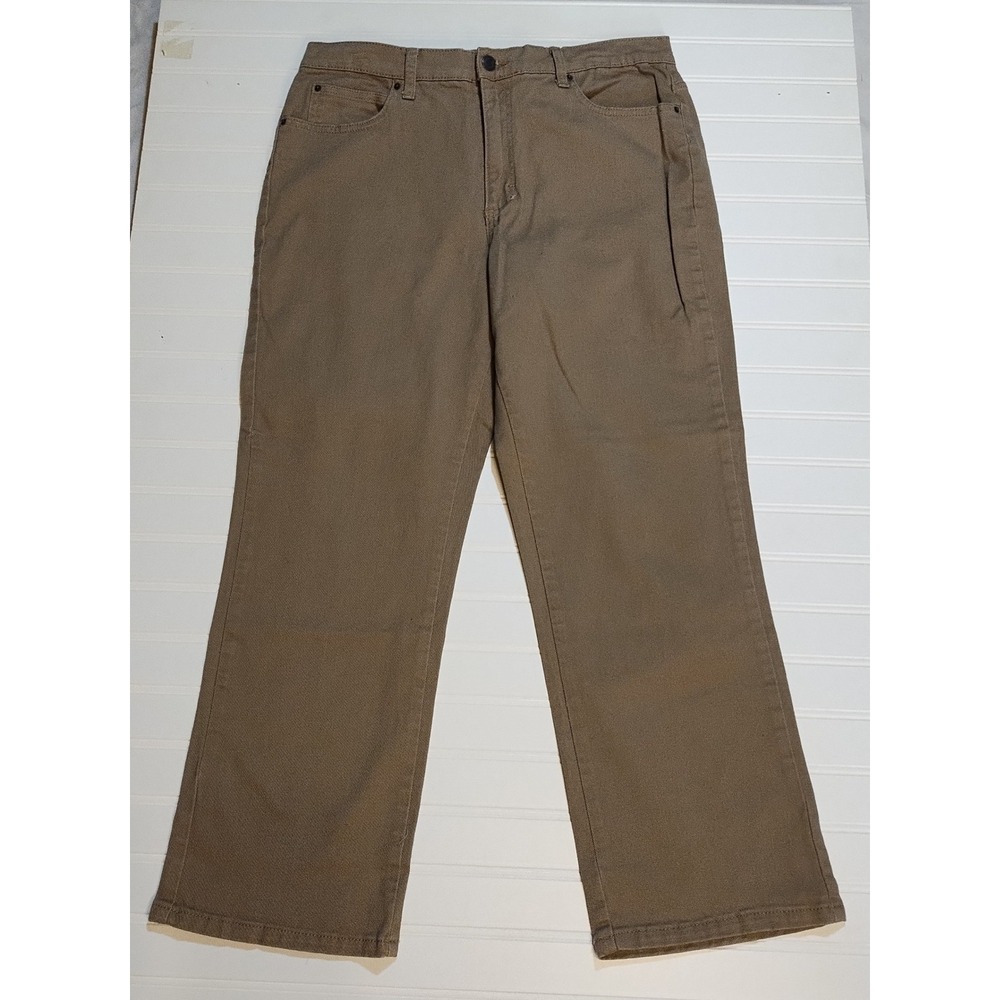 Lee Womens Relaxed Fit Petite Khaki Pants Size 14 Petite Work Office Casual Wear
